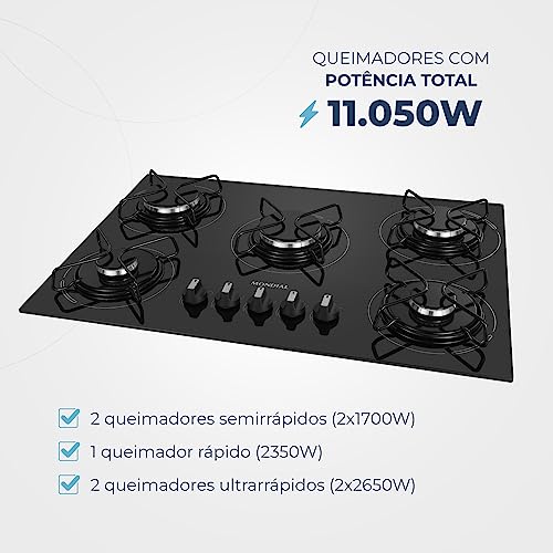 MONDIAL Cooktop a Gás, 5 Bocas, Preto/Inox, Bivolt - CTG-02 — imagem 1