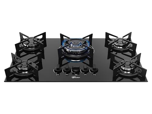 FISCHER COOKTOP À GÁS 5 BOCAS TRIPLA CHAMA FIT LINE TREMPE IRON MESA VIDRO PRETO BIVOLT 36340-102674