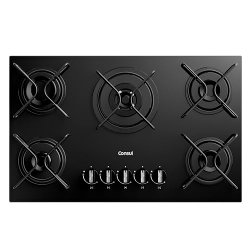 Consul Cooktop 5 Bocas a Gás Consul com Queimadores Especiais e Mesa de Vidro - CDS75AE Bivolt