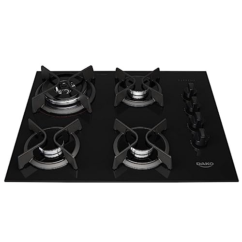 Cooktop 4 Bocas a Gás Dako Supreme com Queimador Tripla Chama e Mesa de Vidro Temperado Preto Bivolt