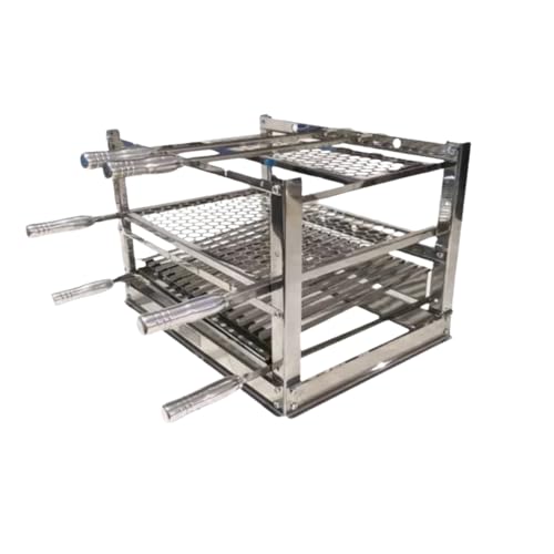 Kit Suporte Churrasqueira Bancada +Grelhas+ Espetos Inox 50X51,5CM