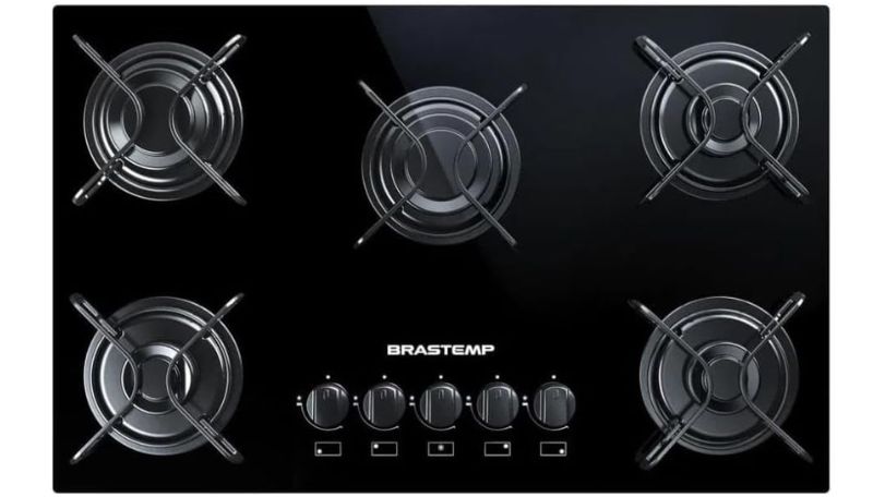 Cooktop 5 bocas Brastemp com grades piatina e acendimento automático - BDD75AE BIVOLT